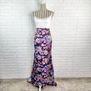 Filly Flair Multicolored Floral Maxi Skirt with Train Size Small